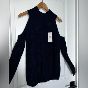 Navy Cold Shoulder Sweater